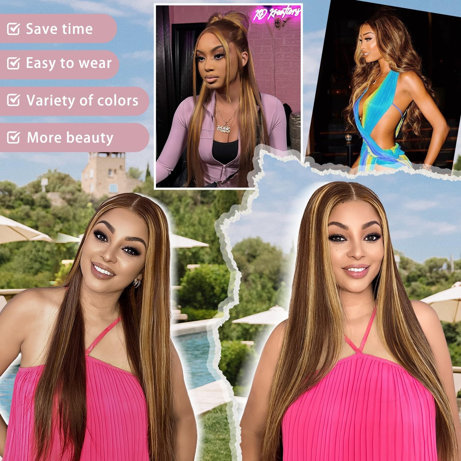 4/27 Honey Blonde 5×5 Straight 200% Density Transparent Lace Homen Hair