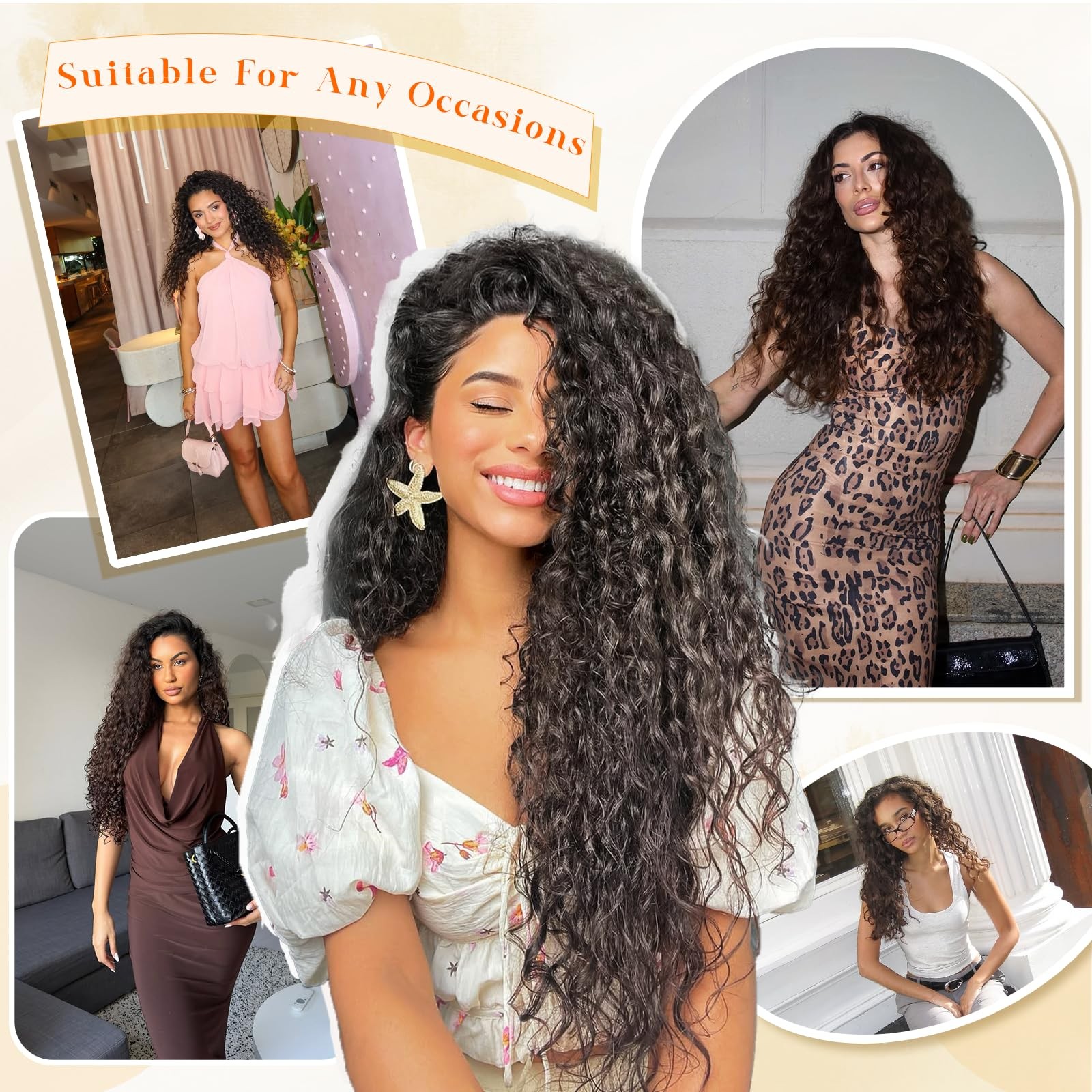 Curly Clip In Hair Extensions,4PCS 20 inch Thick Curly Hair Extensions Lace W…