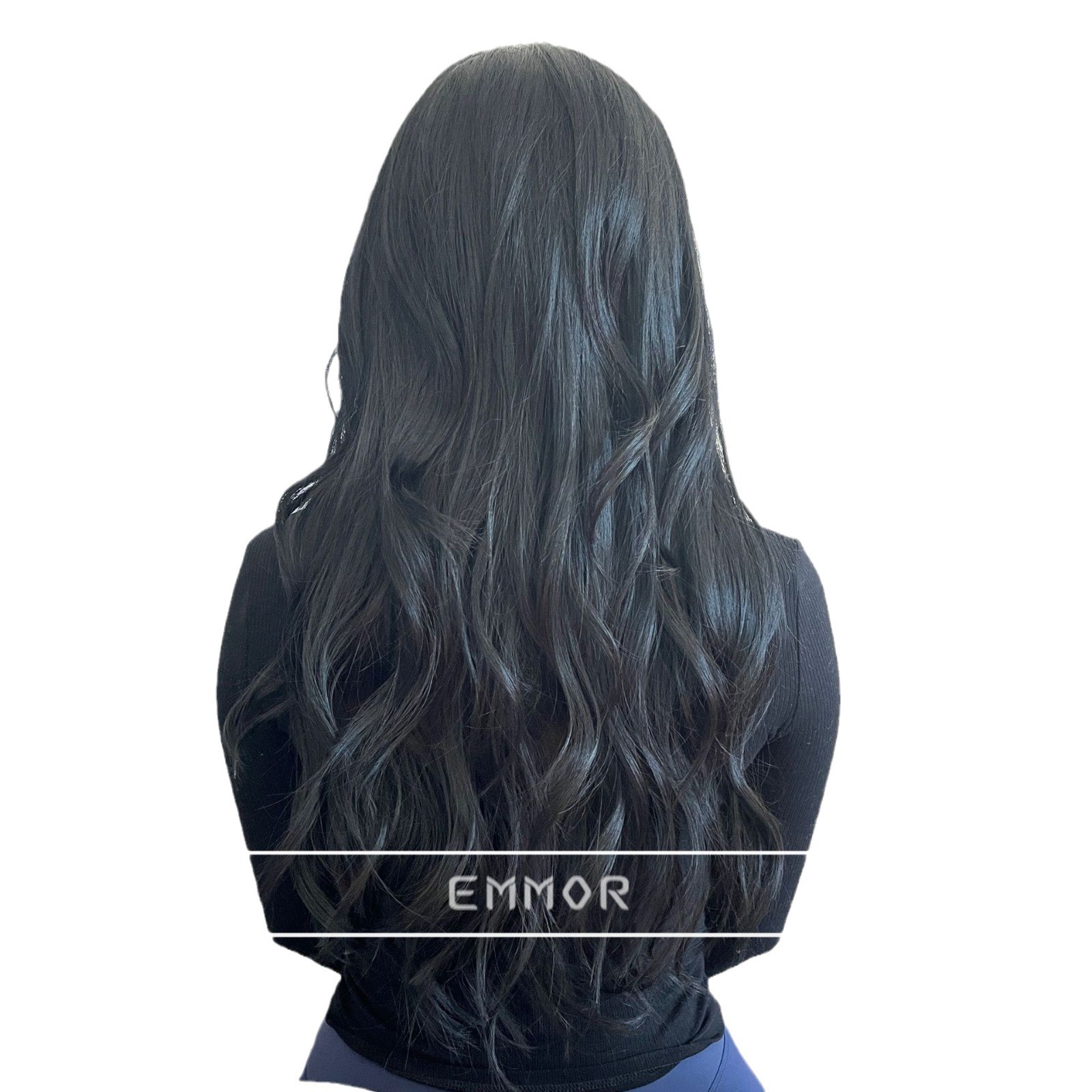 Ombre Brown Long Wavy Wig with Bangs Fluffy European American Style Full Head