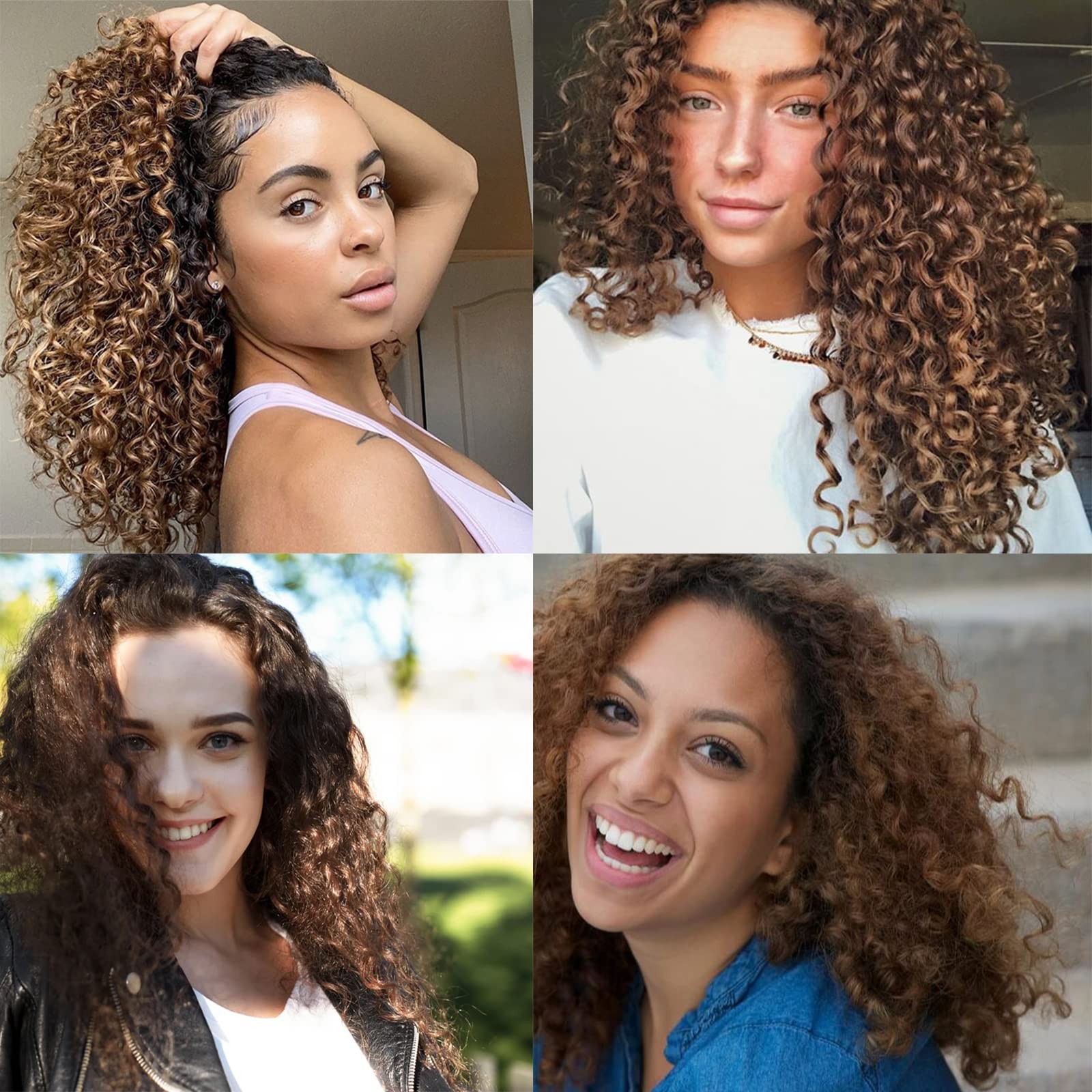 Deep Curly Hair Light Brown 100 Human Extensions 18 Inch 7pcs Remy Hair Clip 70g