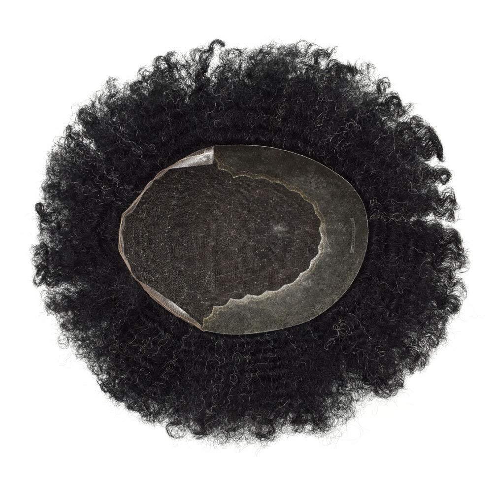 Afro Curl Mens Toupee Hairpiece French Lace Front African American Hair Systems