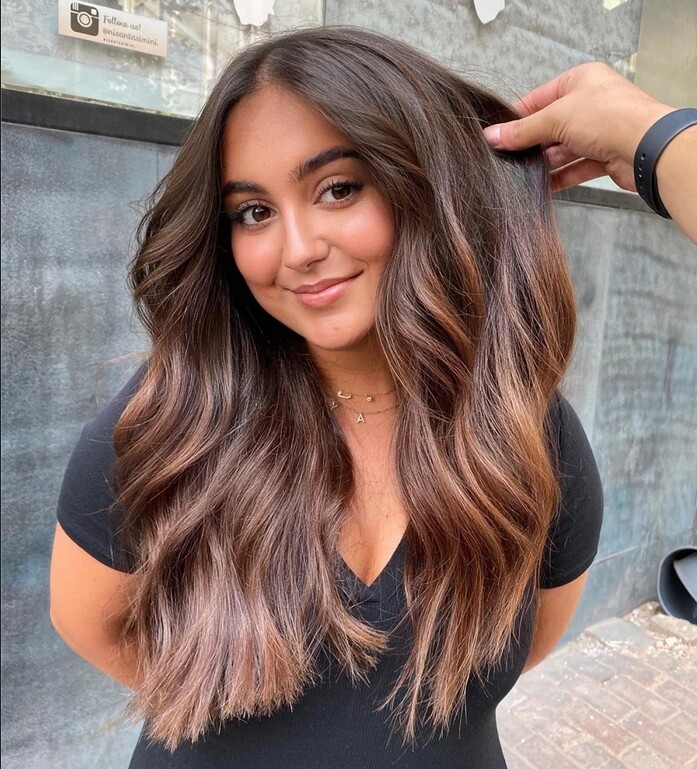 Balayage Chestnut Brown Ombre Human Hair Wig 13×4 Lace Wigs For Women