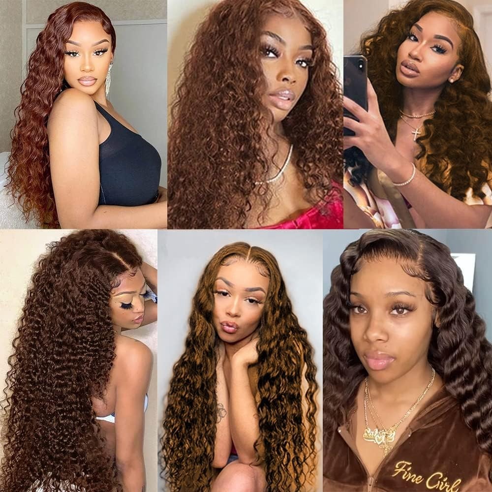 Deep Wave Human Hair Extensions 22-26 Inch #4 Brown 3 Bundles 100g 10A Grade