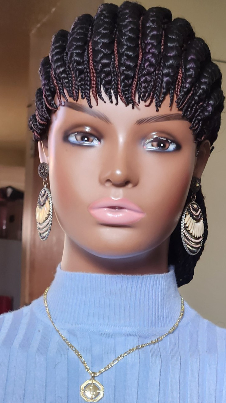 handmade braided cornrows wig pony Elephant 1B mix Dark purple/Dark brown