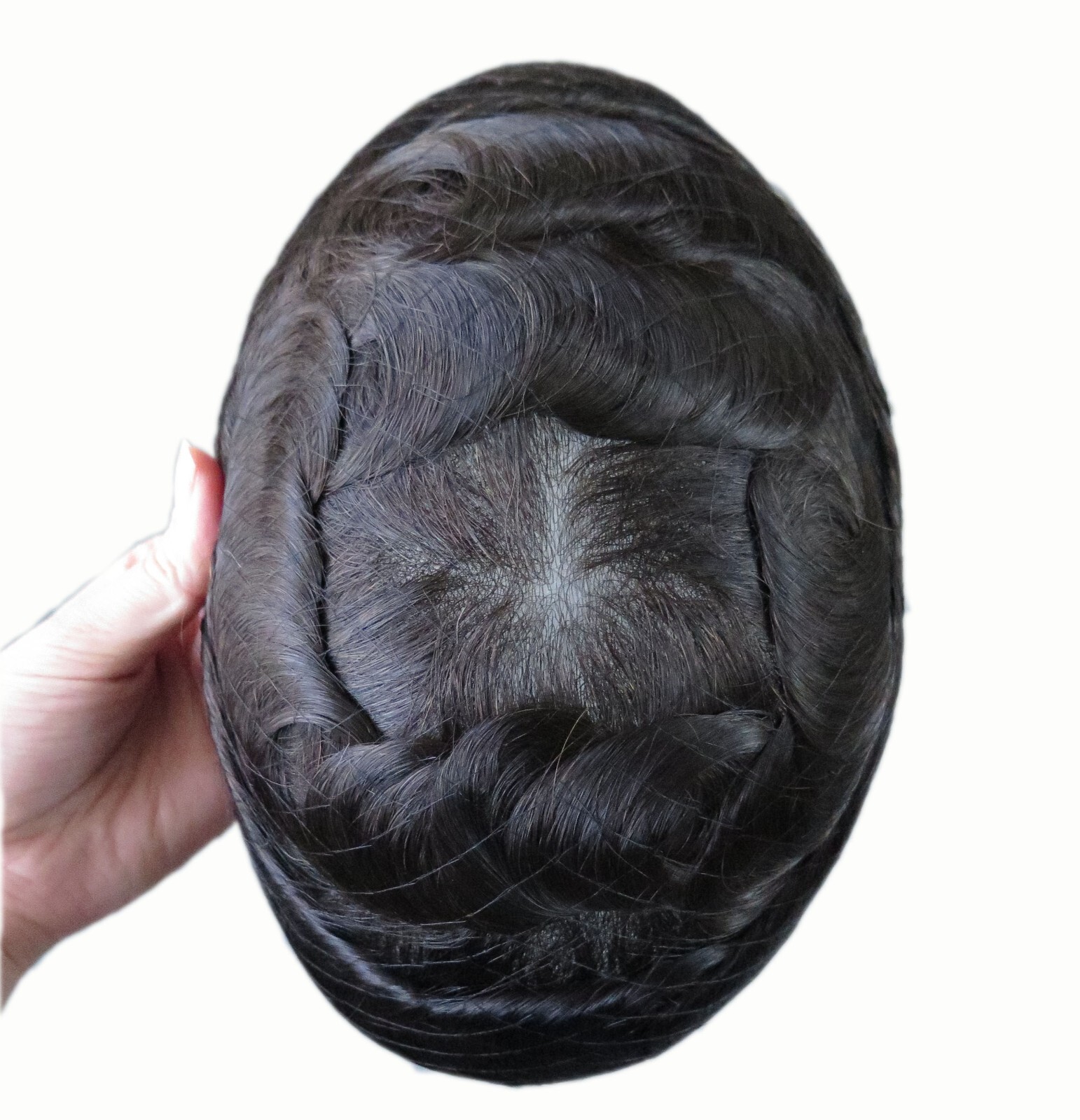 Toupee For Men Human Super Thin Skin V Looped Men Hairpieces Wig Black Colored