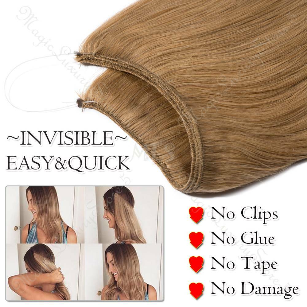Hidden Secret One Piece Weft Wire In 100% Real Human Hair Extensions Weave Thick