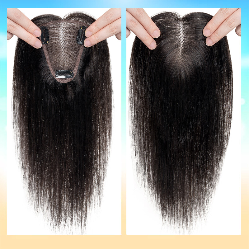 Full Lace Topper Clip in Real Remy Human Hair Toupee 8x10CM Hairpiece Free Part