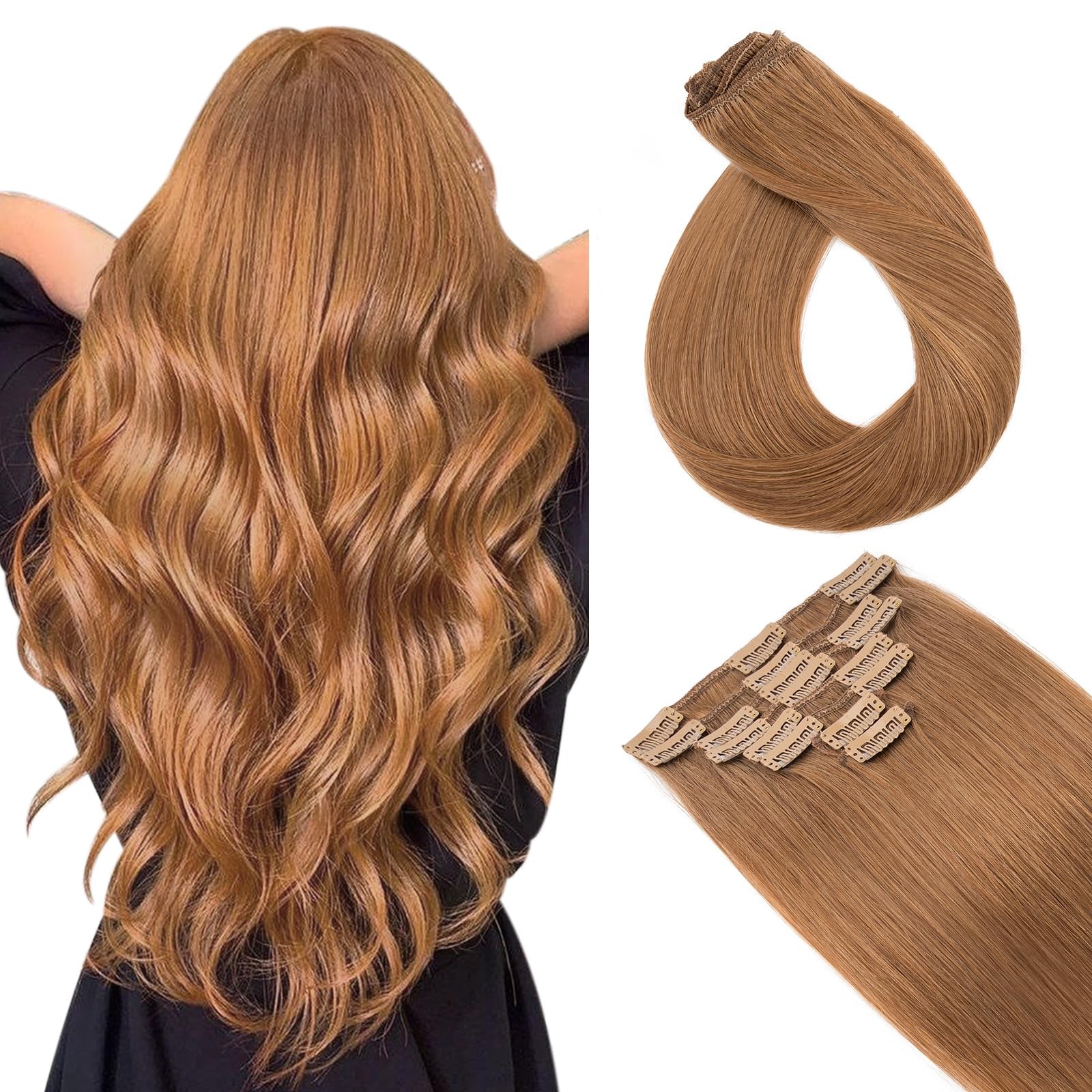 Hairro Clip In Hair Extensions 100 Real Human Hair 12 Inch 55G 8 Pcs 18 Clips