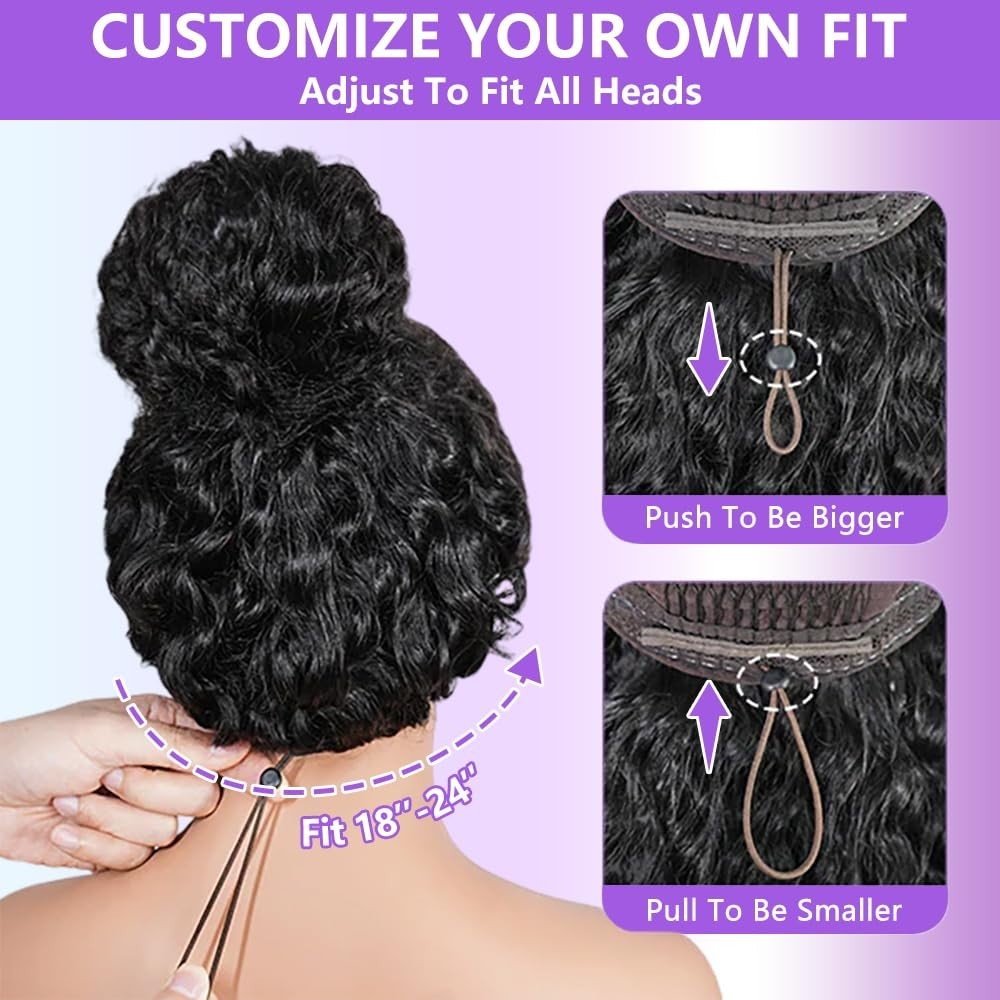 Glueless Human Hair Lace Front Wig 26″ Deep Wave, 210% Density, Pre Plucked, No
