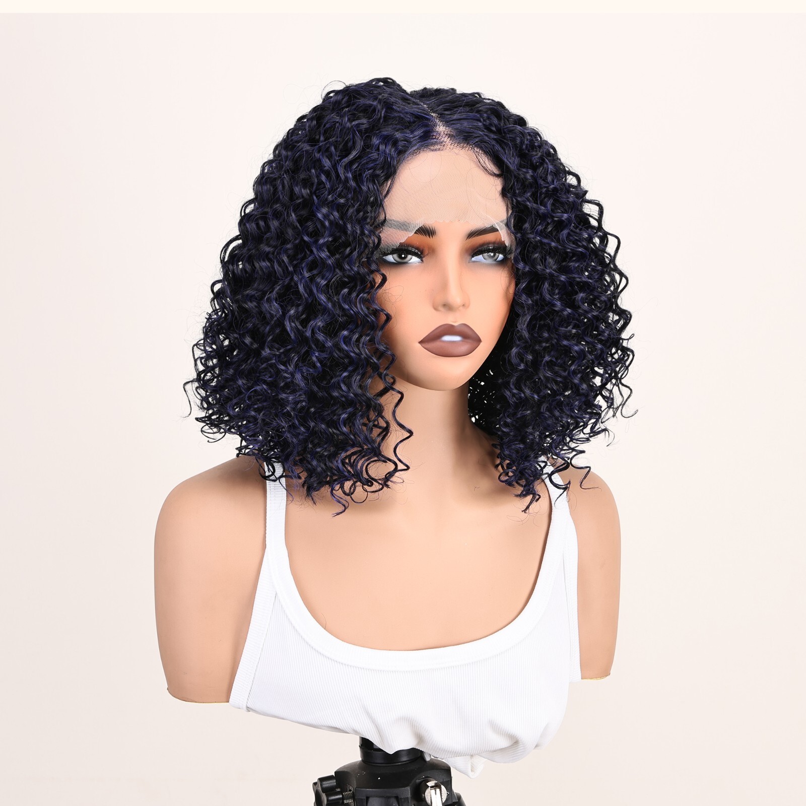 Easy-to-Wear Black Afro Curly Synthetic Wig for Women High-Density