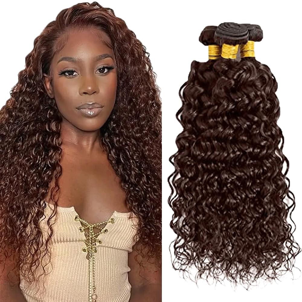 18-22 Inch Chocolate Brown Water Wave Human Hair Bundles – Wet & Wavy Extensions