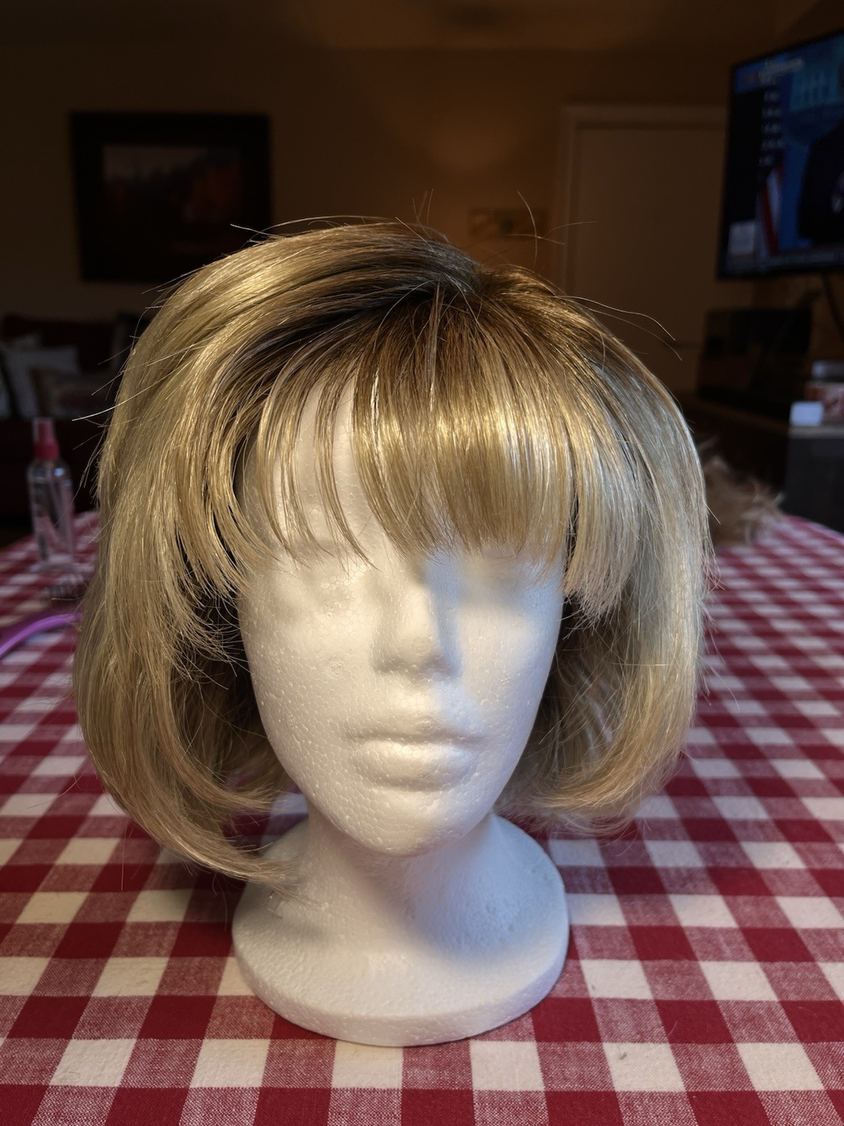 Envy Mono Top Lace Front Blonde/Brown Bob Wig W/Bangs Altered PLEASE READ