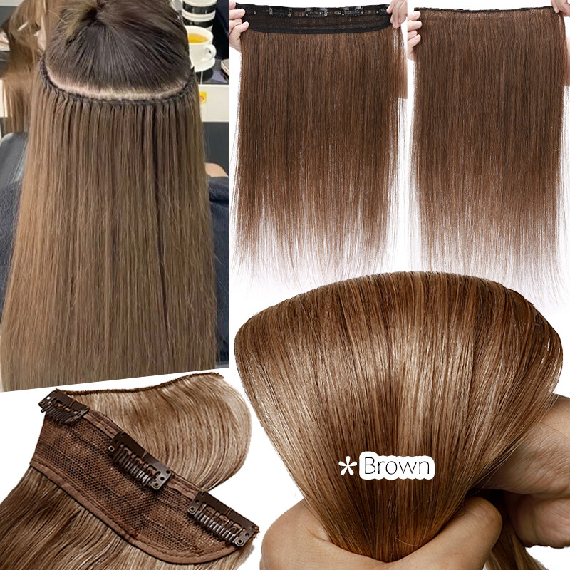 One Piece Thick Weft Clip in Real Remy Human Hair Extensions Full Head V-Shape