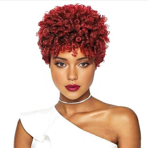 10Inch 5Packs Red Short Curl Crochet Hair for 10 Inch 6mm-5Packs #BUG/Red