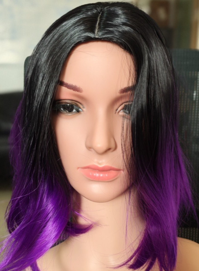 Ombre Black to Purple Wig Short Bob Wigs Shoulder Length Bob Hair Short Straigh