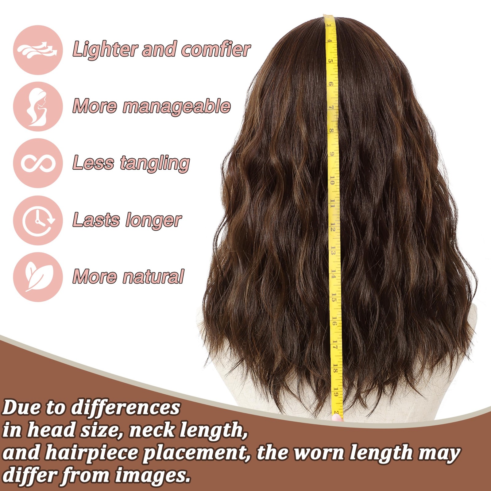 Wig 18 Inch Medium Length Wigs for Women Middle Part Synthetic Hair Wavy Wig …