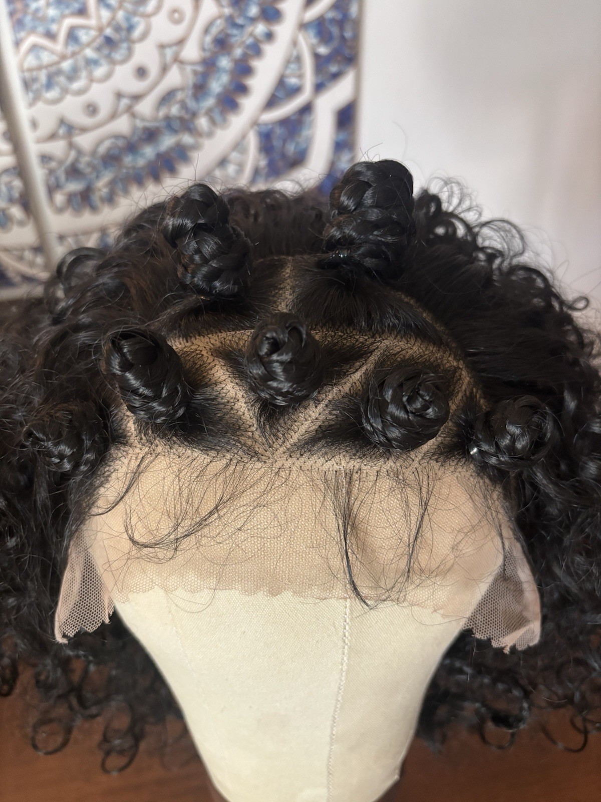 Lave Front Curly Synthetic Breaded Stylish Dark Brunette Bob Wig