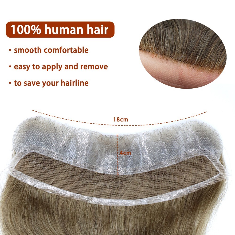 Lace Skin Mens Frontal Hairpiece Male Forehead Hair Line for Receding Hairline