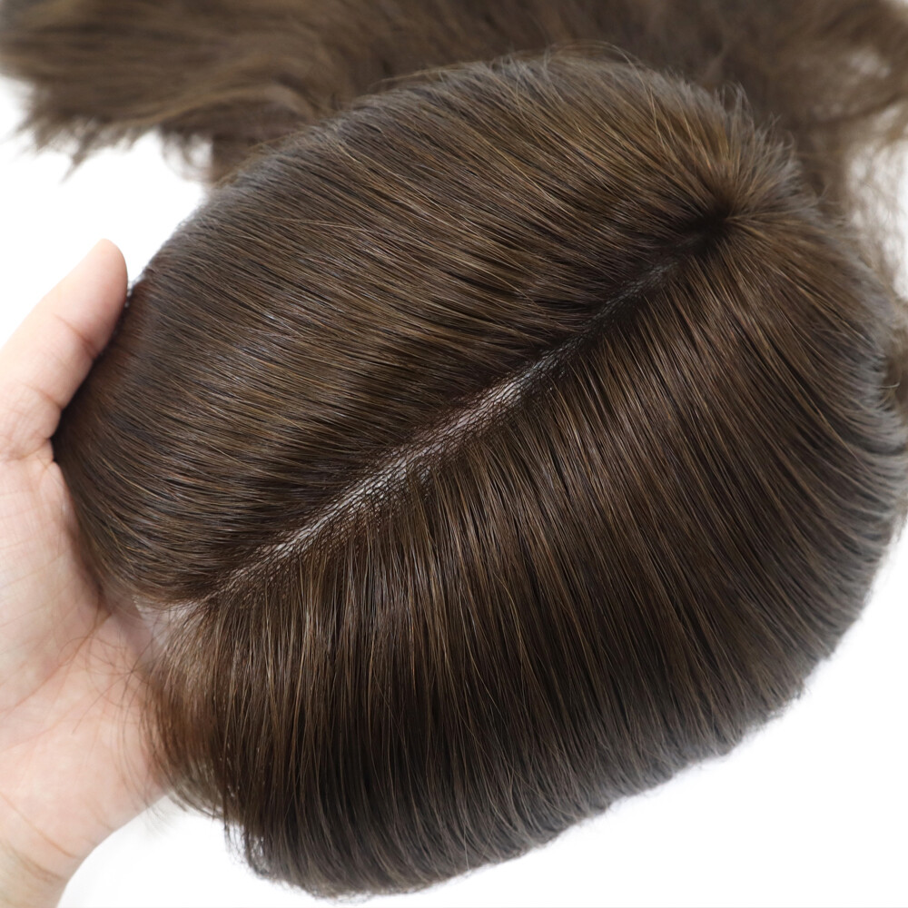Topper for Women Top Pieces Remy Human Hair Poly Skin Knotted Hair TP22 18”