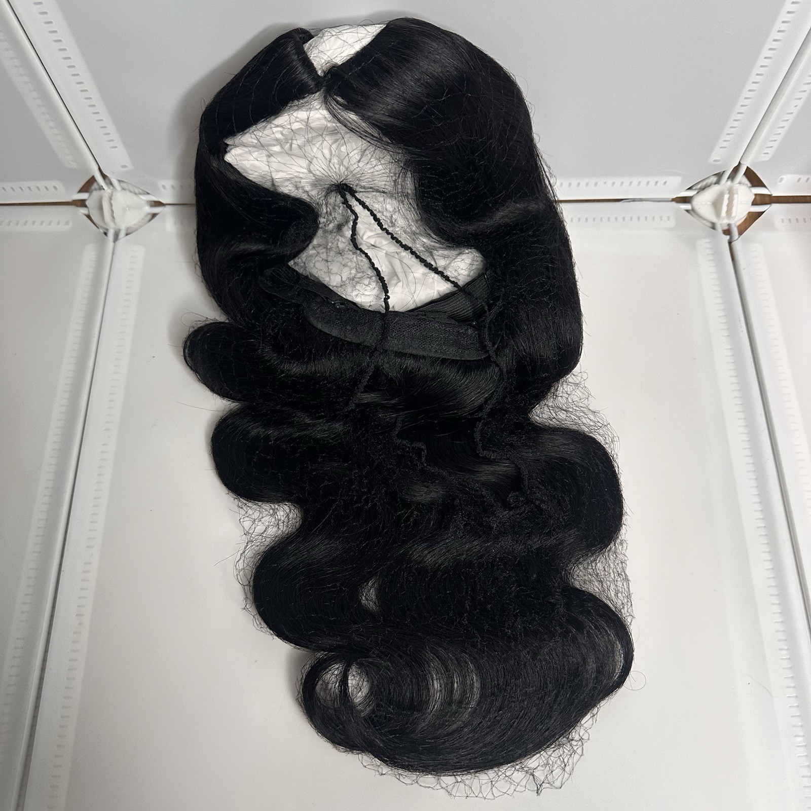Natural Black Body Wave Human Hair V-Part Glueless Wig, 22”