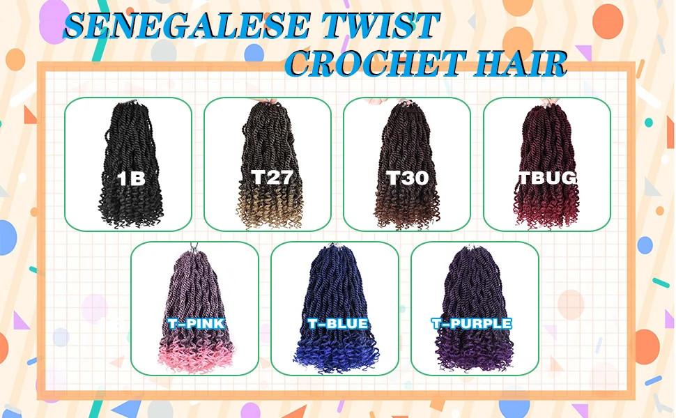 Wavy Senegalese Twist 12 Inch Crochet Braids Synthetic Braiding Hair Extensions