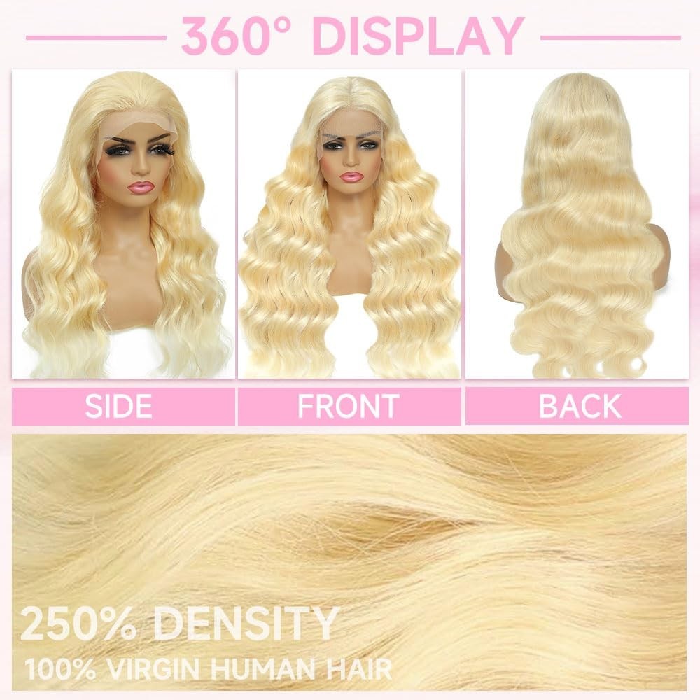 250 Density 30″ Blonde Lace Front Wig – HD 13×6 Frontal, Body Wave, Pre-Plucked