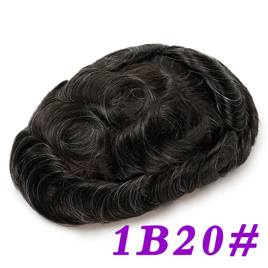 Mono NPU Men Toupee Durable Strong Knot Human Hair Replacement System Hairpiece