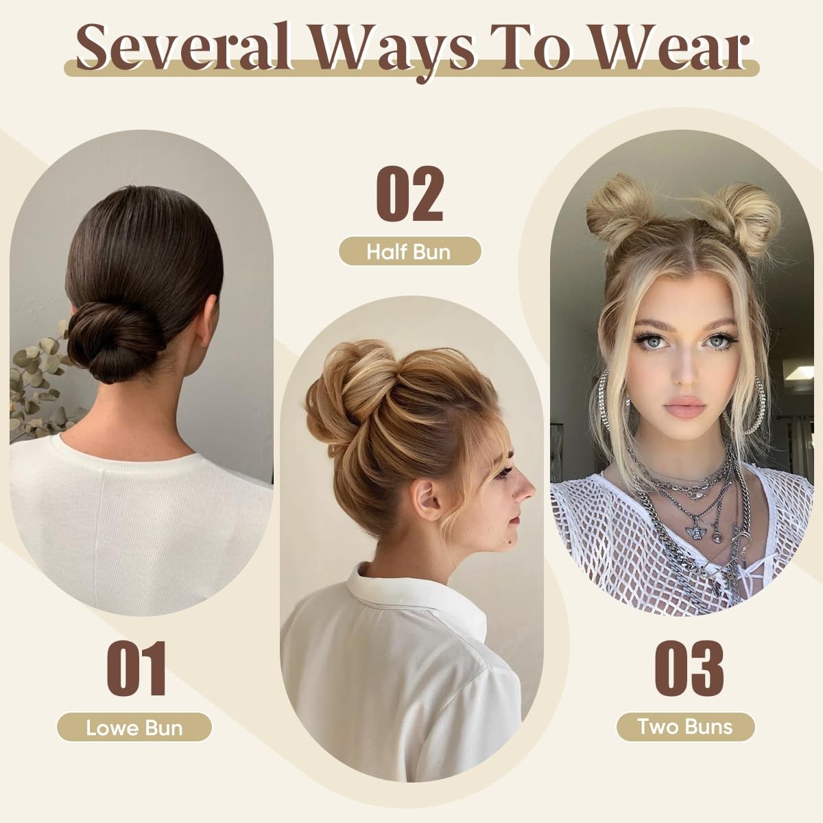 2PCs Small Cute Messy Bun Hair Piece for Thin Hair Mini Synthetic Curly Bun S…