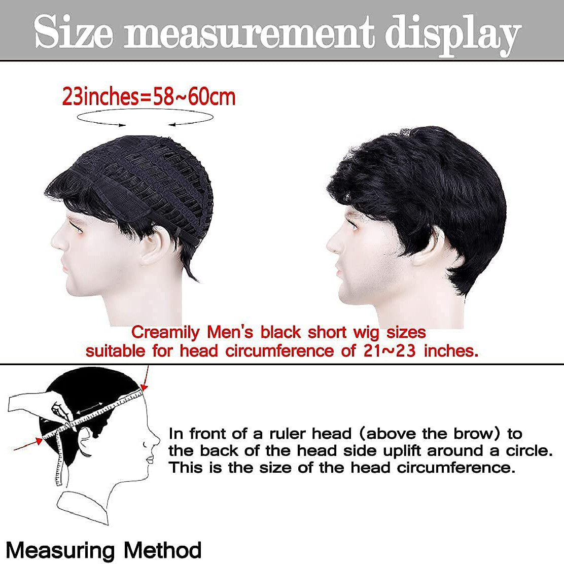 Men’s Black Men Wig Short Full Wigs Little Wavy Synthetic Straight Hair Daily US