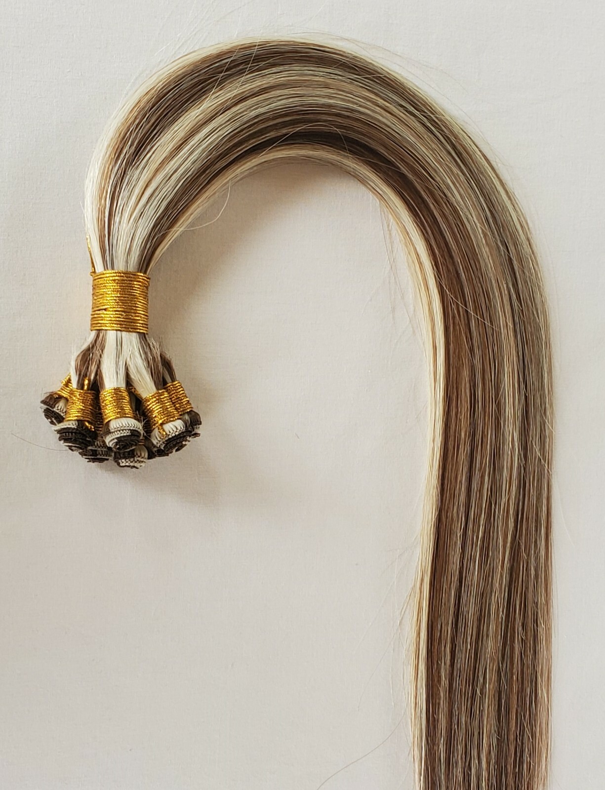 18″, 20″, 22″ Hand-Tied Weft, 100 grams, Human Remy Hair Extensions #4/613