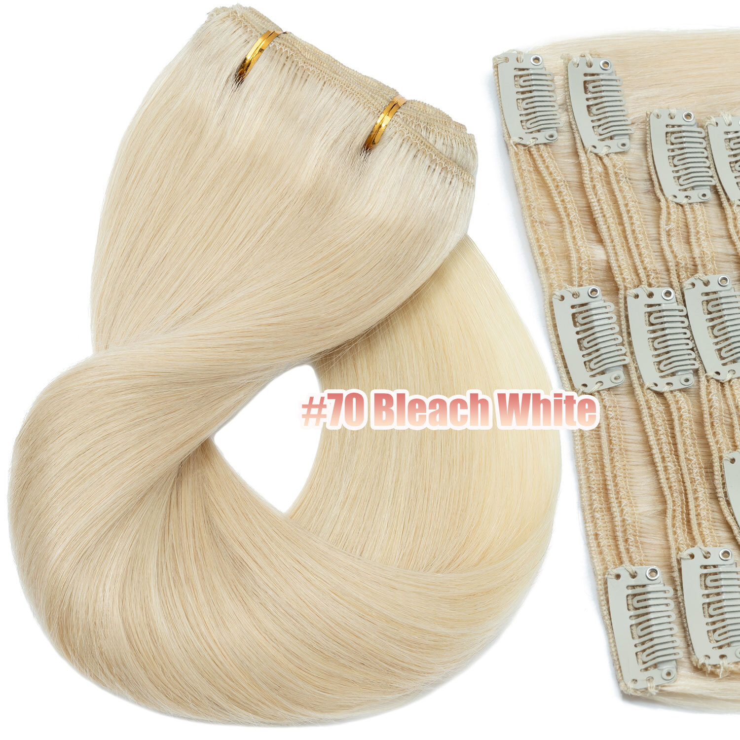 Russian Long Thick Double Weft Clip In Real Human Hair Extensions Full Head 170g