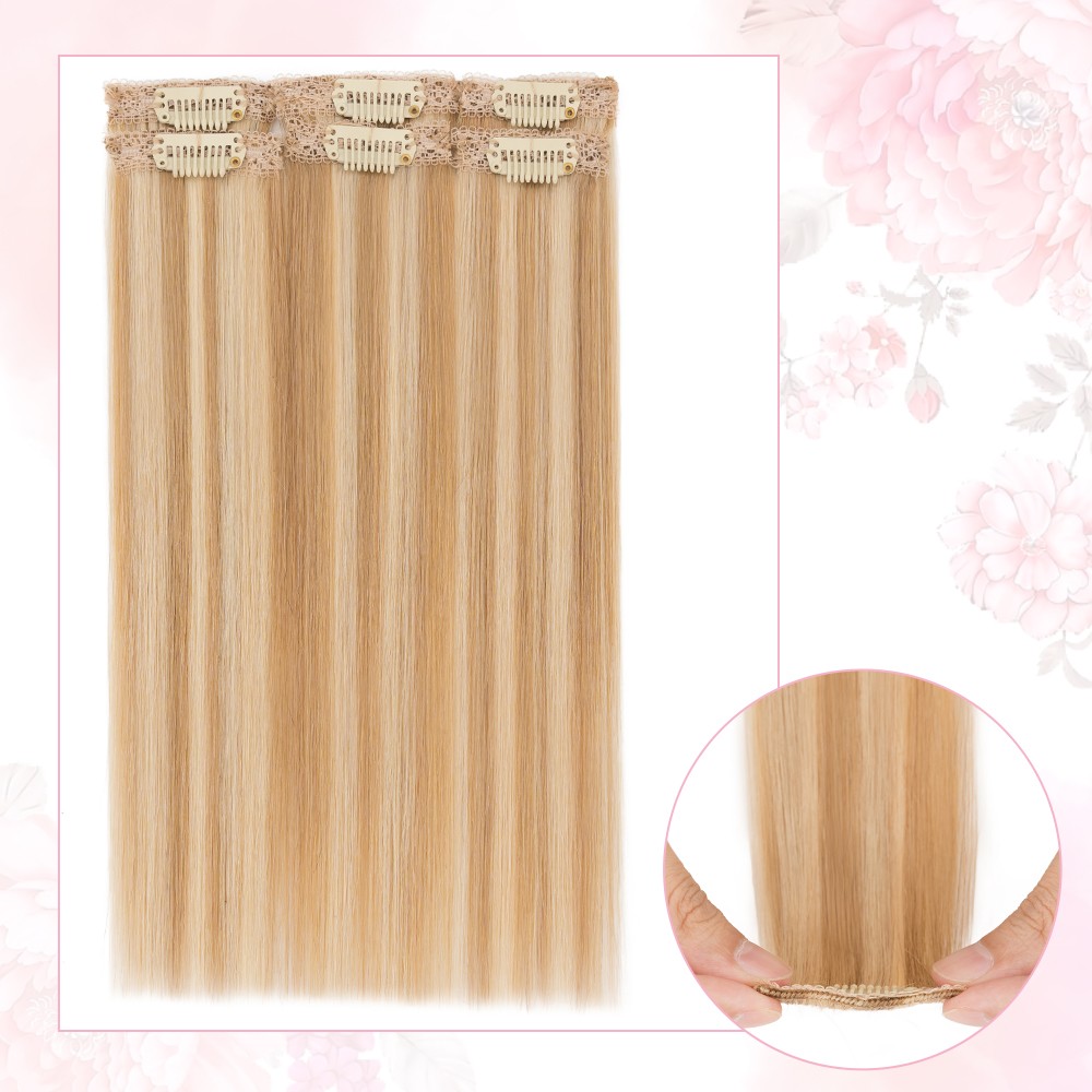 6Pcs Clip in Hair Extensions Add Volume 100% Real Human Hair Single Clip 6Clips