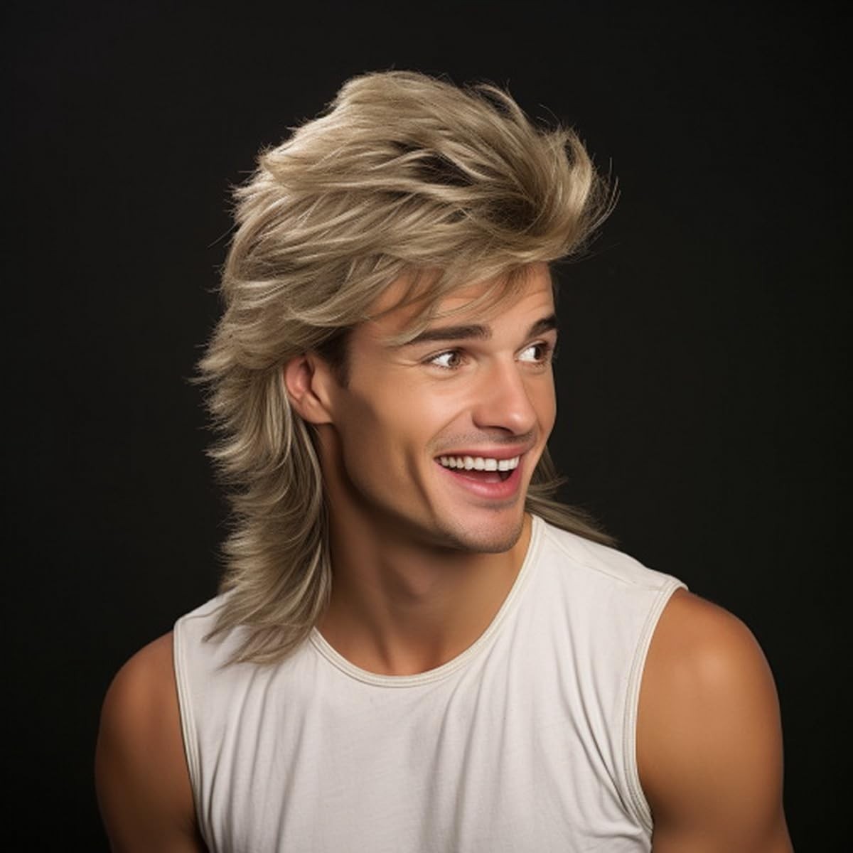 Blonde Mullet Wig|Adult Funny Wigs for Men|Pop Rock Wig|Joe Dirt Wig for 70S|80S