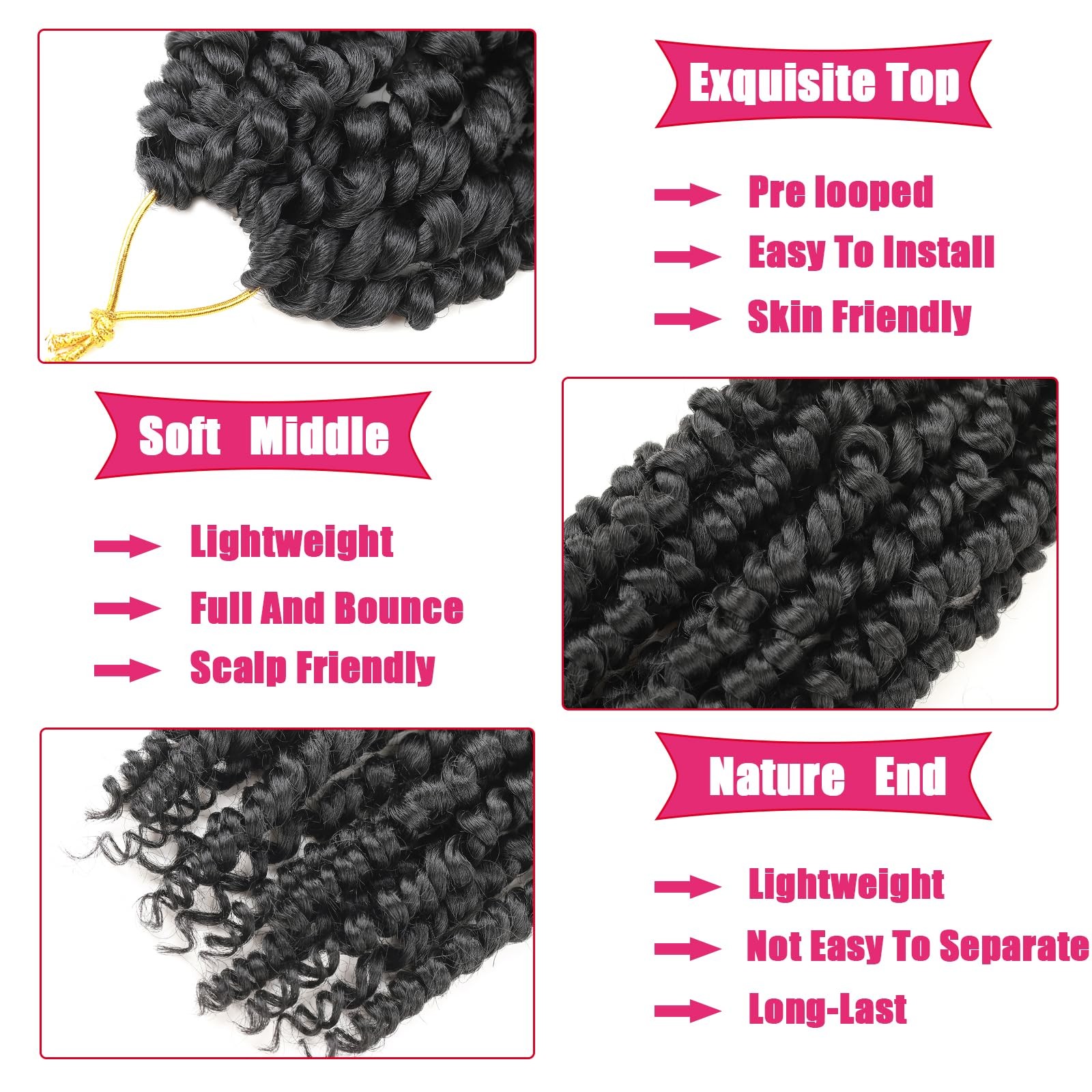 Passion Twist Crochet Hair 10 Inch 6 Packs Pre-Twisted, Pre-Looped, Wavy, Cur…