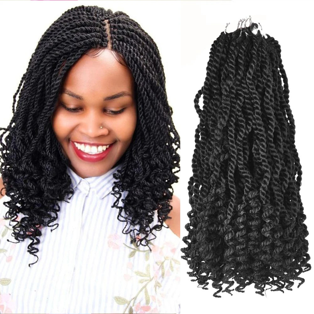 Wavy Senegalese Twist 12 Inch Crochet Braids Synthetic Braiding Hair Extensions