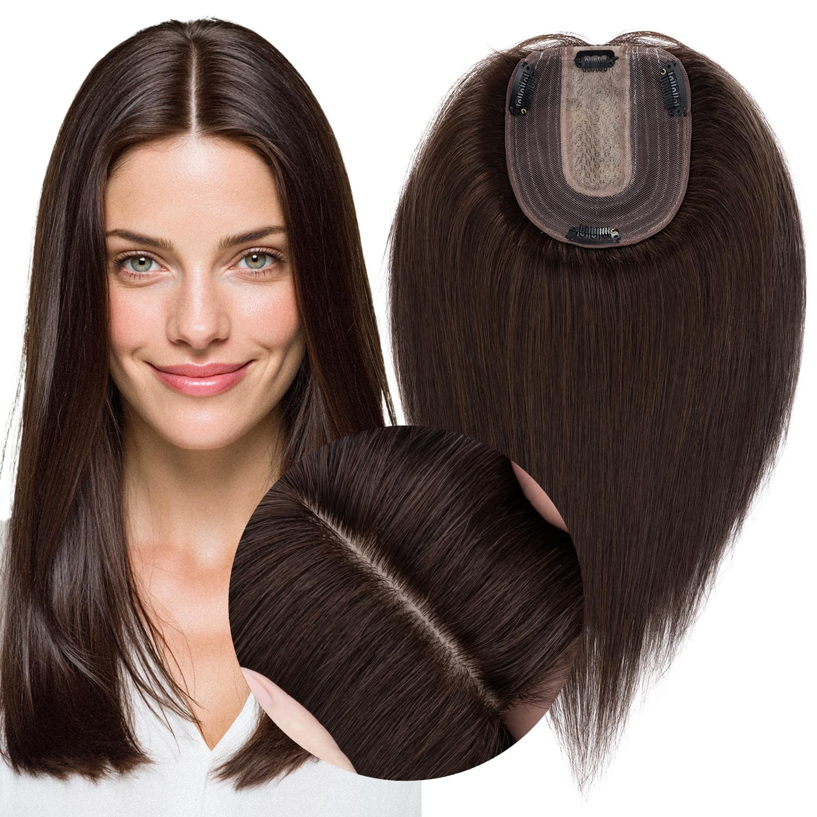 My-Lady Human Hair Toppers For Women Real Human Hair Thin 10 Silk Base Lace 130