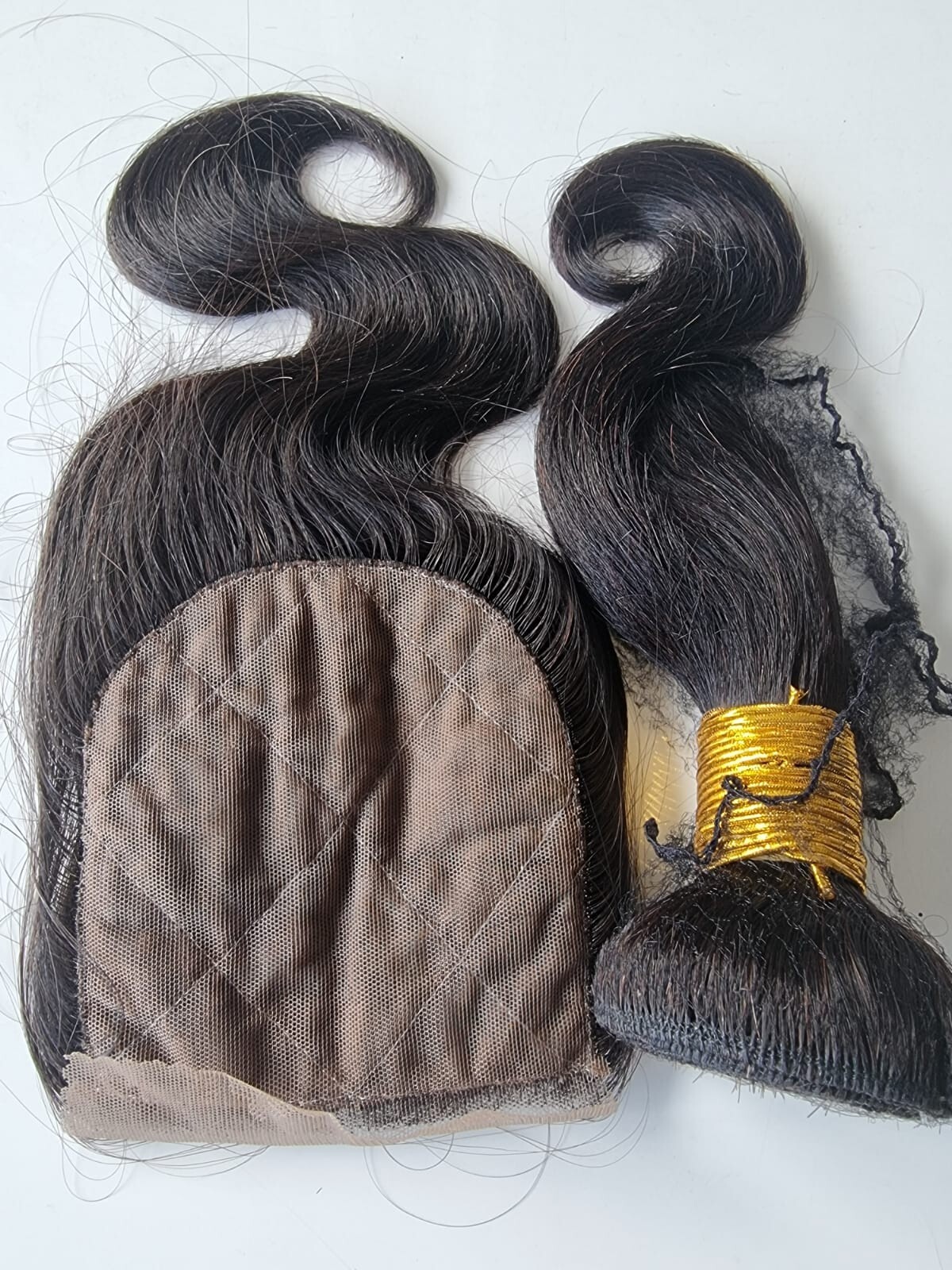 12INCH&12INCH 4X4 SILK BASE CLOSURE PERUVIAN HUMAN HAIR 1B# COLOR BODY WAVE 150g