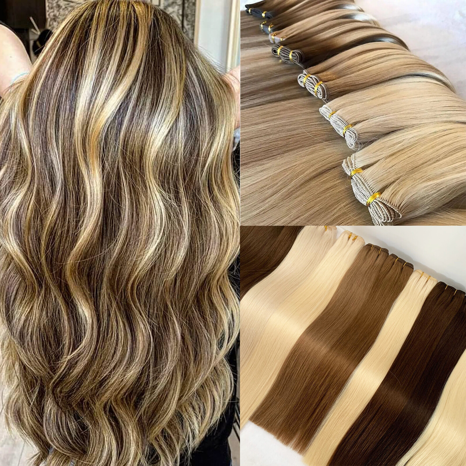 Weft Human Hair Extensions Sew In Double Weft Weave Machine Weft Full Head 100g