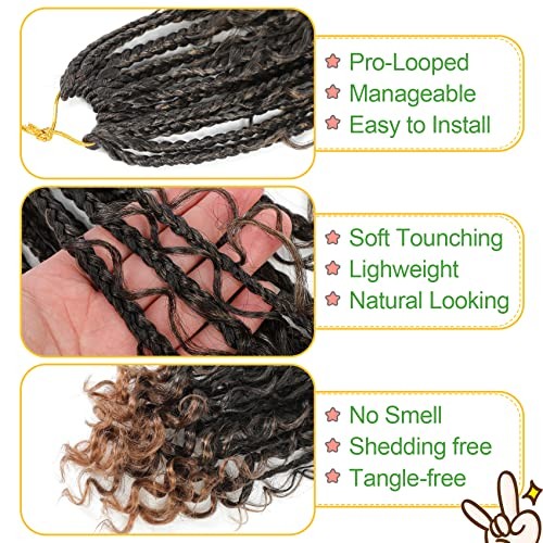 Goddess Box Braids Crochet Hair 12 Inch, 9 Packs Box 12 Inch (Pack of 9) T30#