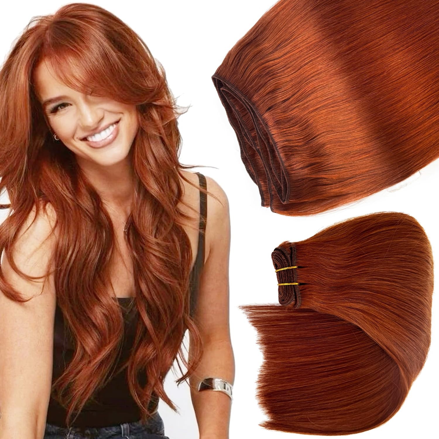 Double Weft Human Hair Extensions Sew In Weave European Remy Hair Thick Bundle