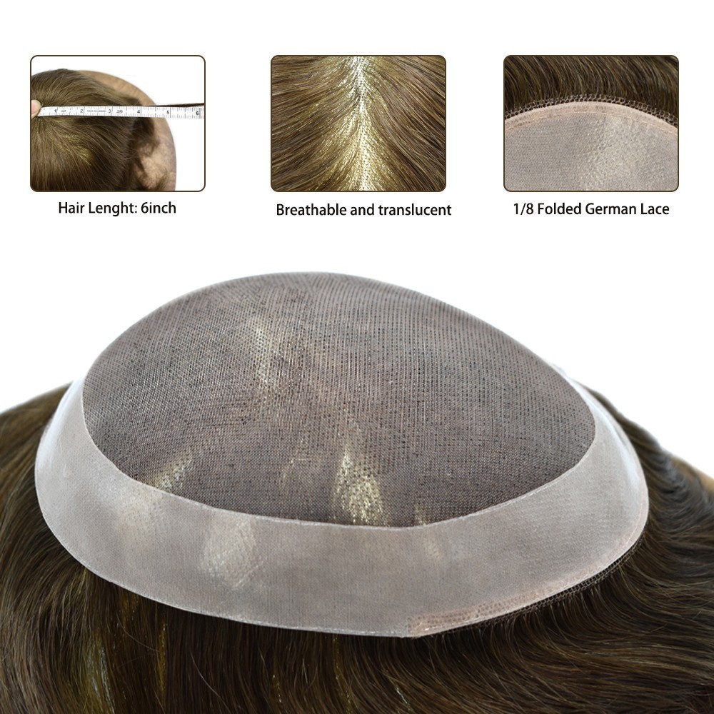 Mens Hair Replacement Fine mono Toupee All Colors Hairpiece PU System Men Wig US