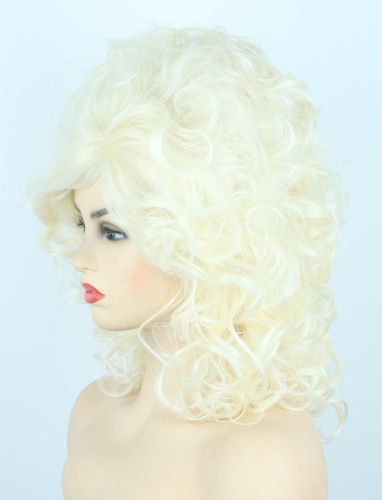 Women Wigs Platinum Blonde Curly Beehive Bouffant 60s Wigs Halloween Costume Wig