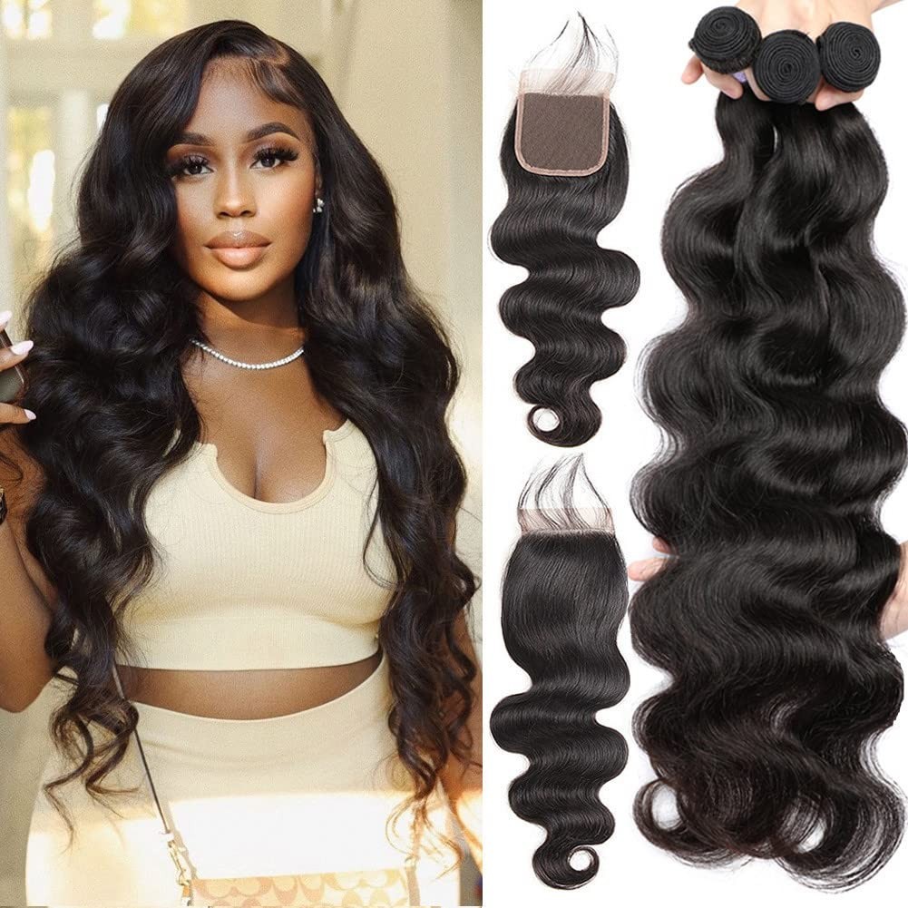 Virgin Brazilian Hair Bundles + Lace Closure Combo
