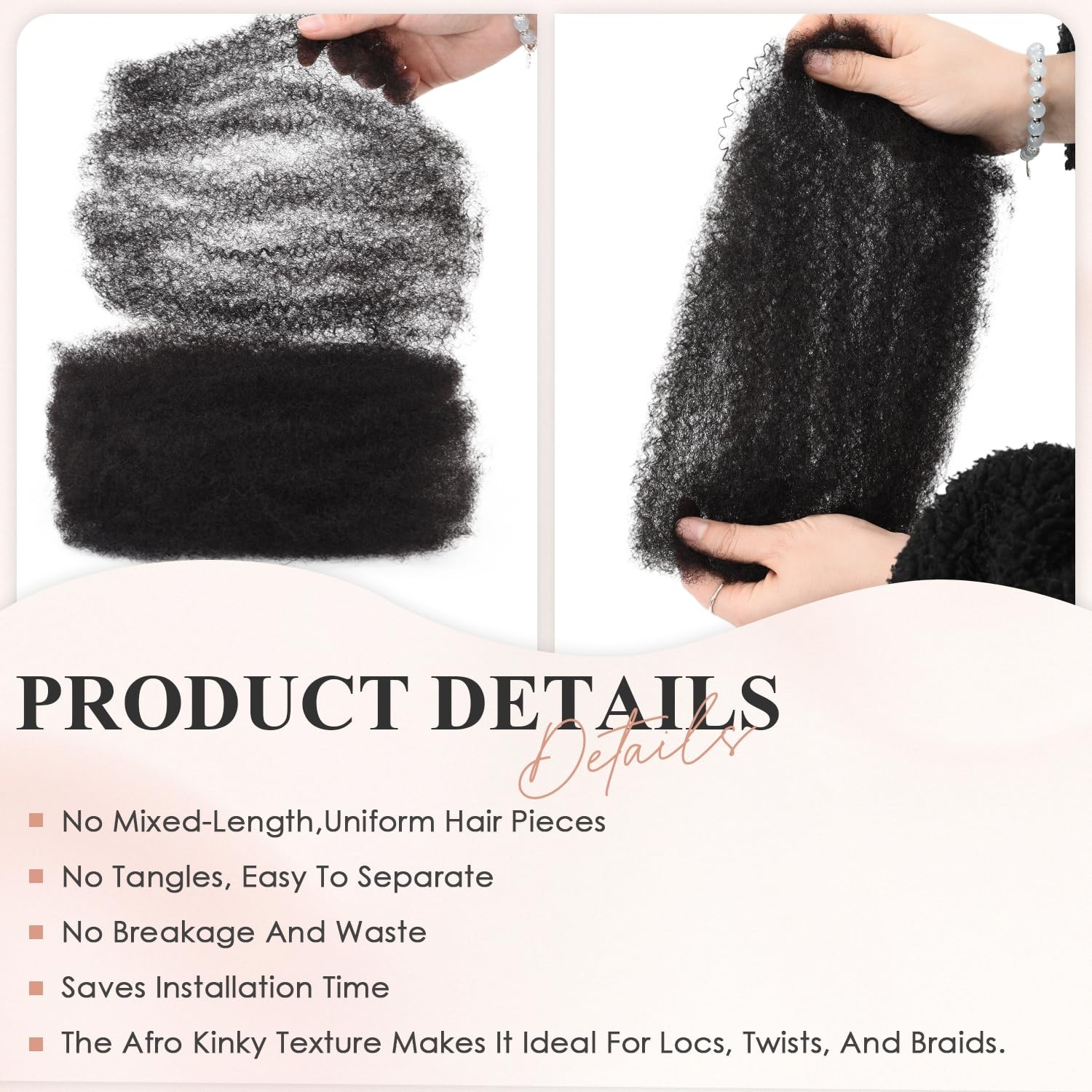 Jiajia Teresa Afro Kinky Bulk Human Hair 3 Pack 150G Afro Kinky-Curly Human