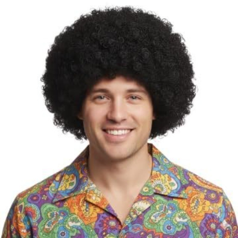 Black Afro Curly Short Wig Synthetic Full Head Wig For African American Men