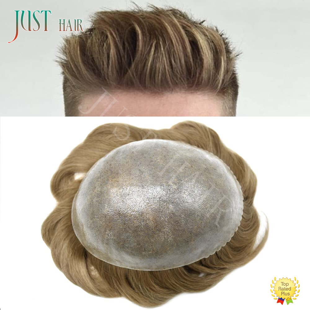 Mens Toupee Hair Replacement Hairpiece Full Poly Injected PU Human Hair System