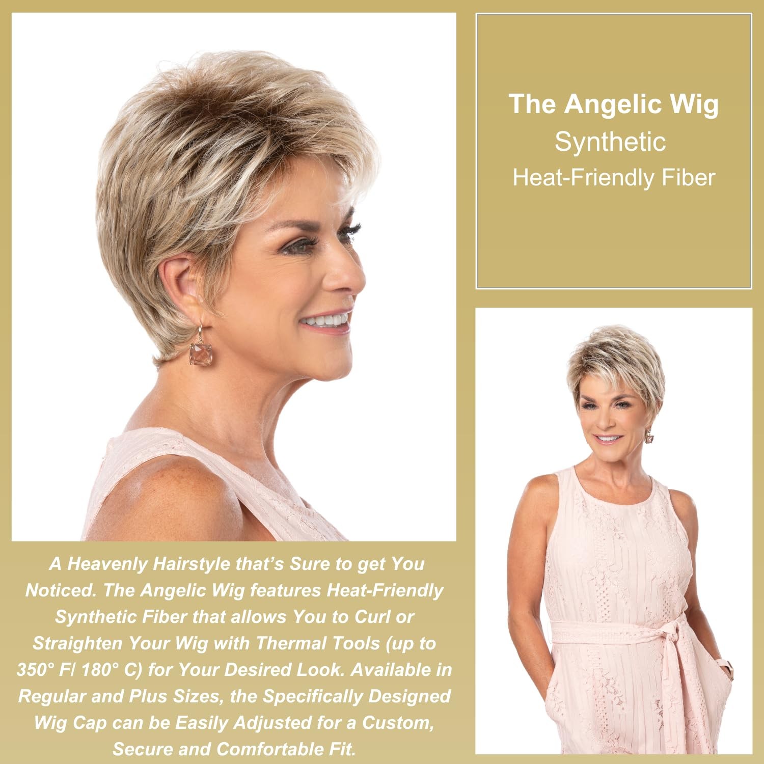 Toni Brattin Angelic Wig – Medium Blonde Short Textured Waves Regular Size