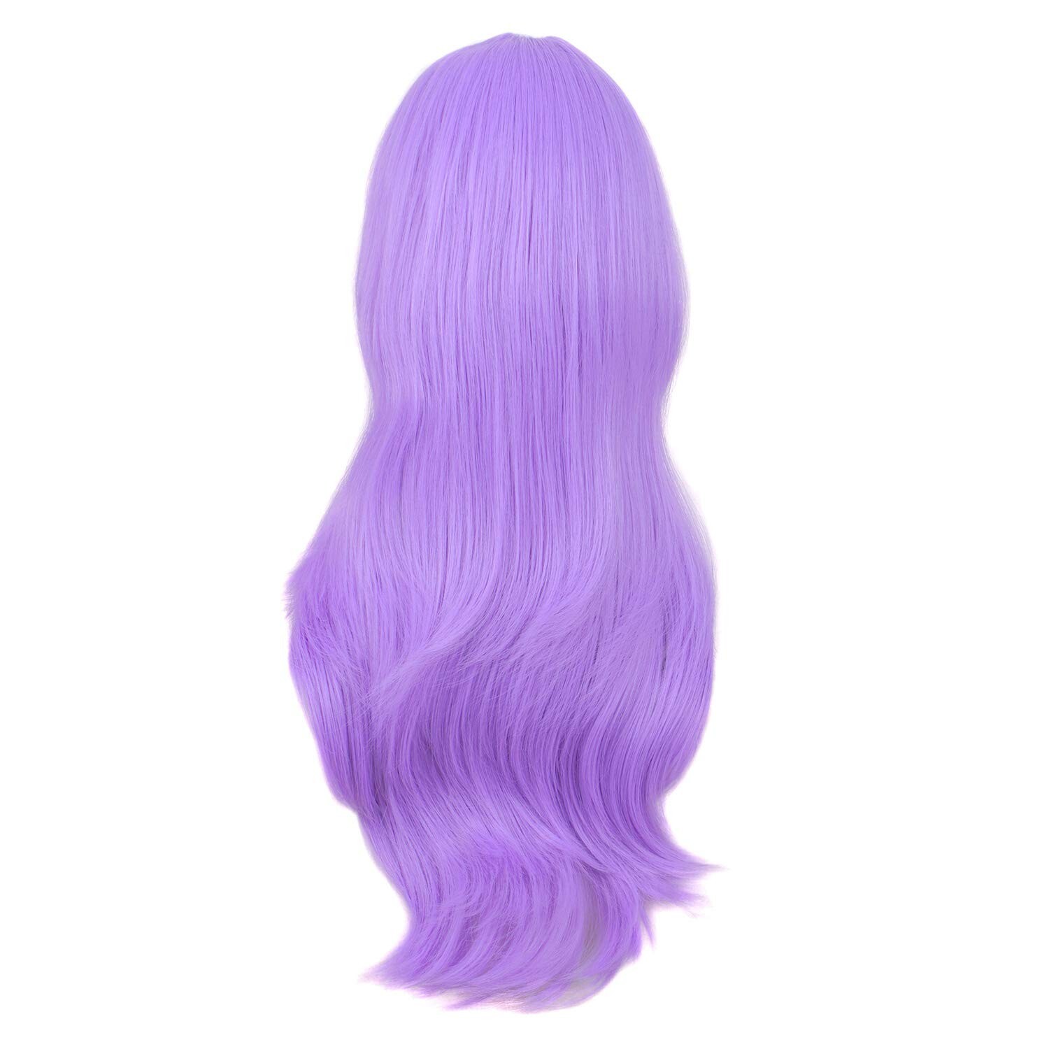 Light Purple 28″ 70cm Wig Side Bangs Long Curly Heat Resistant For Daily Party