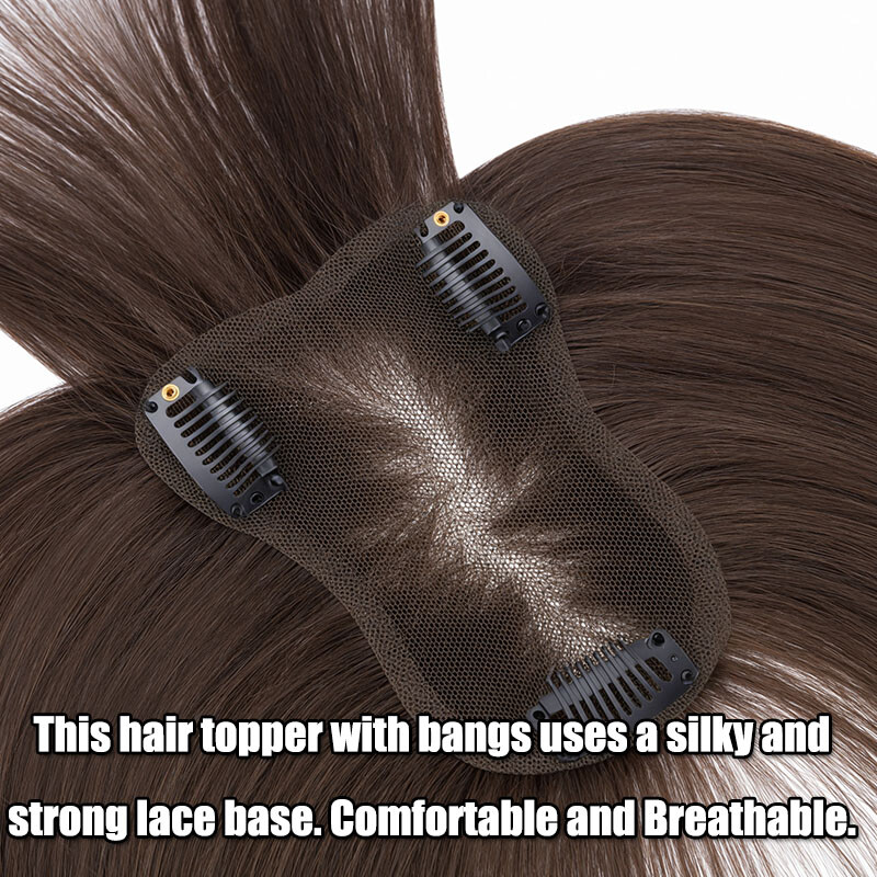 100% Remy Human Hair Topper Clip In Top Full Lace Base MONO Toupee Hairpiece US