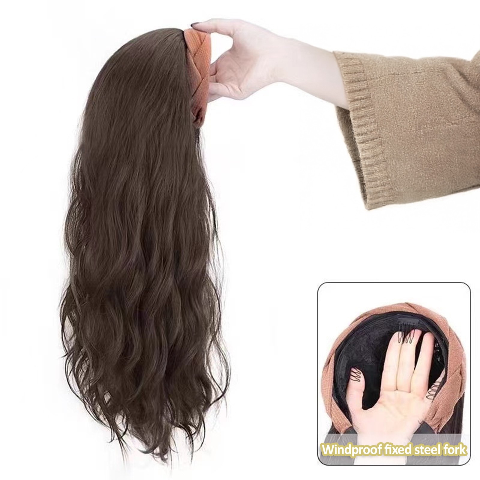 Realistic Headband Wig Hair Topper Long Curly High Crown 24 Inch Half Wig Style